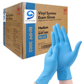 Jointown Synmax vinyl exam gloves in packaging ready for bulk stocking.