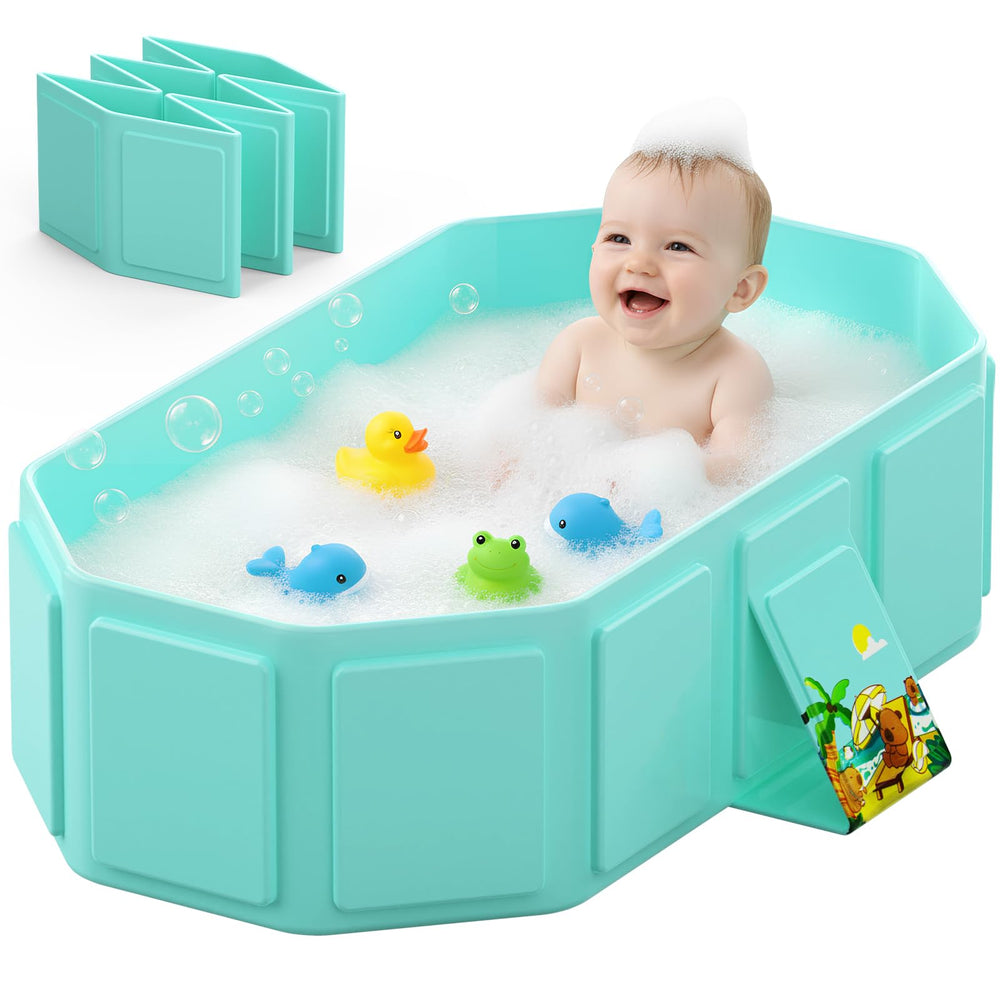 Jollcma collapsible baby bathtub folded for compact storage.