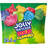 Jolly Rancher Sour Gummies blue raspberry flavors in resealable bag for on-the-go snacking.