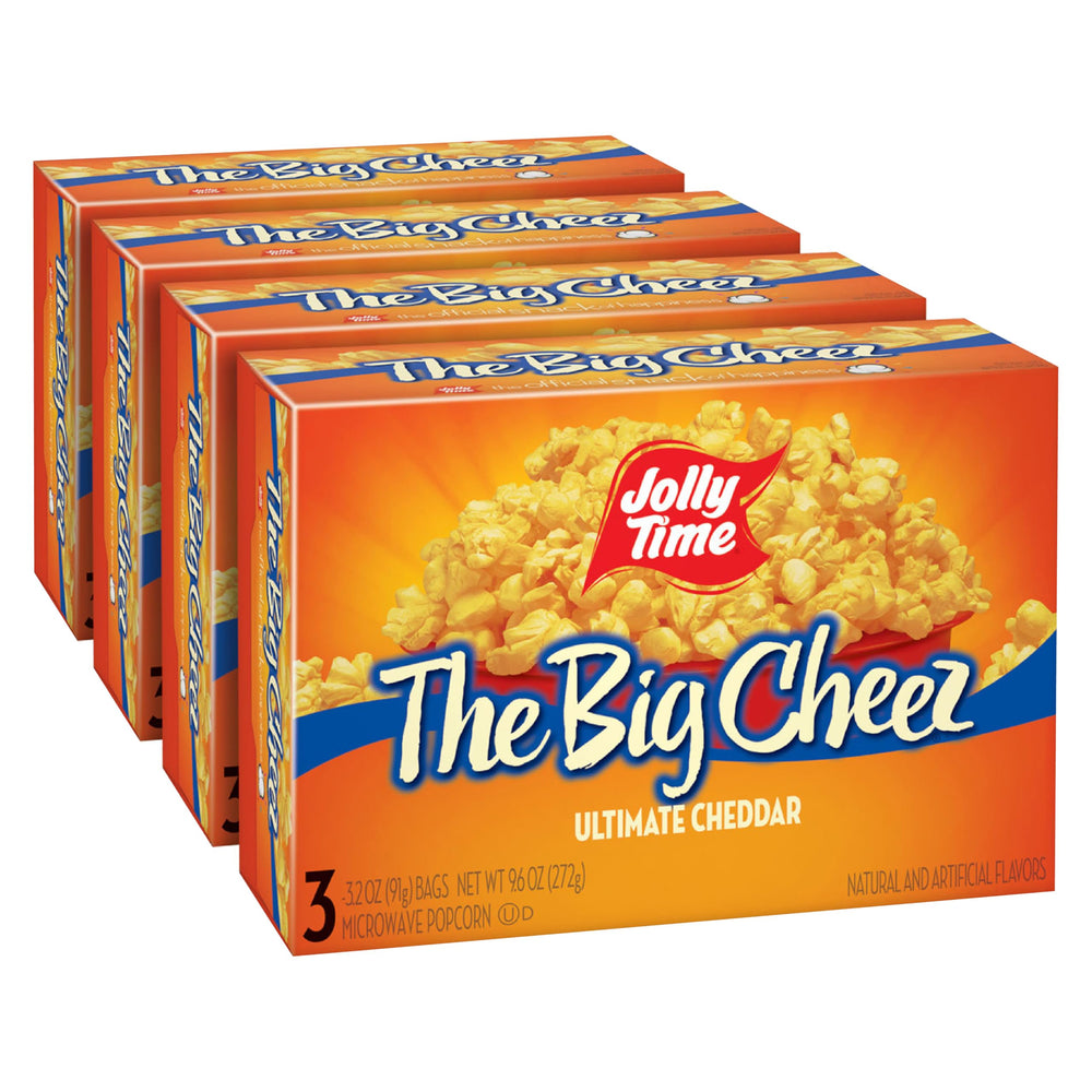 Jolly Time The Big Cheez box packaging, ideal for sharing at gatherings.