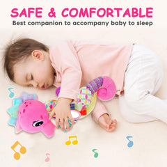 Joosharkidz seahorse toy with baby mirror to spark visual exploration.