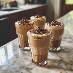 Dessert drizzle with Jordan's Skinny Mixes Chocolate Mocha Syrup