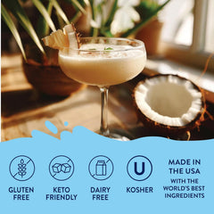Jordan's Skinny Mixes Coconut Syrup glass filled with bright, sugar-free coconut tea