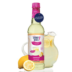 Glass of sparkling water with Jordan's Skinny Mixes lemonade syrup