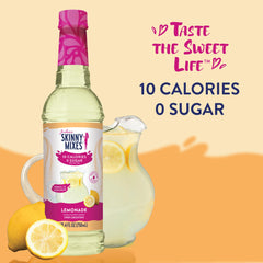 Close-up of Jordan's Skinny Mixes lemonade syrup label showing keto-friendly notes