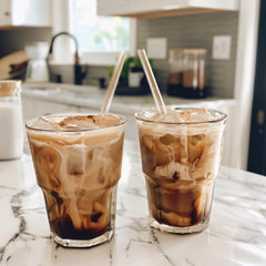 Protein shake with sugar-free syrup for flavor