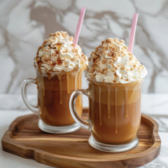 Jordan's Skinny Mixes Sugar Free Salted Caramel latte drizzle highlights naturally sweetened flavor