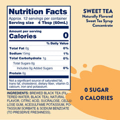 Pouring Jordan's Skinny Mixes Sugar Free Syrup Sweet Tea into a glass for refreshing taste