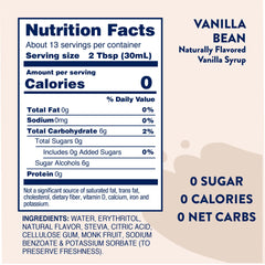 Close-up of Jordan's Skinny Mixes vanilla bean syrup label showing ingredients