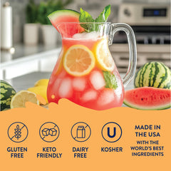 Pouring Jordan's Skinny Mixes Watermelon Lemonade Syrup for easy measurement