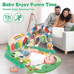 Joryuek baby gym spinning toys stimulate grasping and curiosity in green.