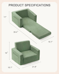 Jouha Toddler Chair corduroy fabric green provides soft texture and easy care.