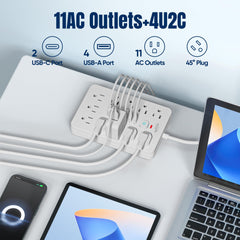JouleLoom 11 AC outlets spaced evenly for easy device distribution and organized desks