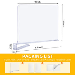 Joy Decor clear shelf divider in closet showing visibility