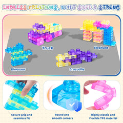 JOY SPOT! Elastic, durable design helps blocks bounce back after drops for long-lasting fun.