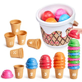 JoyCat ice cream scoops and cones set supports counting practice through colorful, imaginative play.