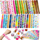 JOYIN 60 pcs slap bracelets with animal designs for colorful party favors.