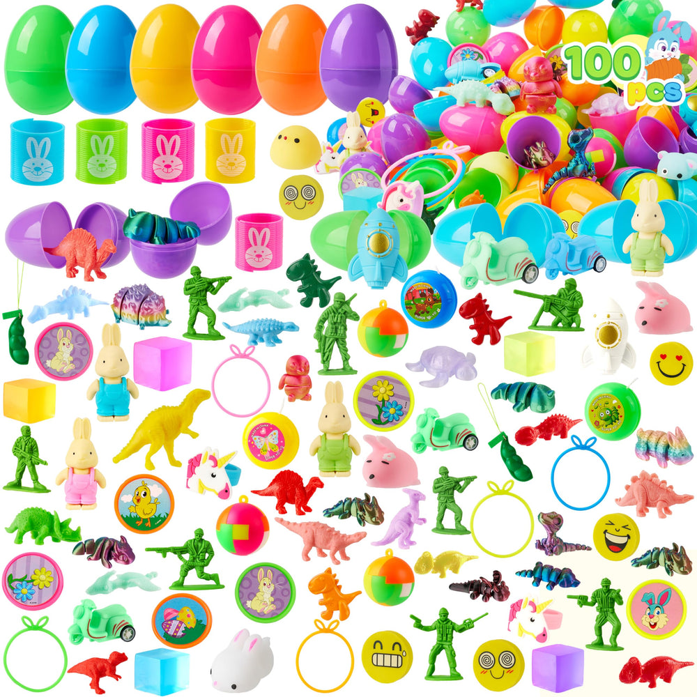 JOYIN 100Pcs prefilled Easter eggs pack shot for colorful egg hunts