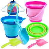 JOYIN blue foldable pail with shovels for quick beach play