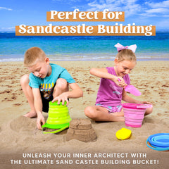 JOYIN pink foldable pail with shovels adds color to sand activity