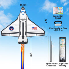 JOYIN Spaceship Kite in durable nylon body for lasting outdoor fun.