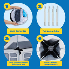 JOYIN White Rocket Ship Pop Up Tent carry tote helps tidy storage