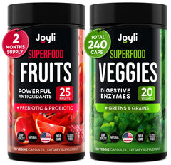 JOYLI Nutrition fruits and veggies supplement bottle front view supporting daily immunity and energy