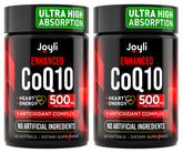 JOYLI Nutrition CoQ10 500mg two-pack bottle front view highlighting daily energy support