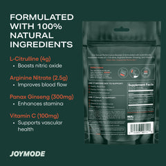 JOYMODE powder tub closeup emphasizes clean, non-GMO formula for daily use.