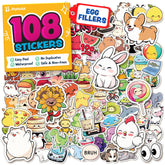 Joyousa kawaii water bottle stickers 108pc pack; vibrant designs for easy school identification.