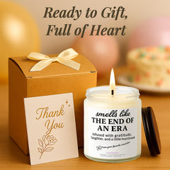 Joyqua retirement lavender candle lit glow emphasizes calming ambiance for office goodbyes.