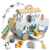 Joyreal Noah's Ark wooden playset ark for imaginative storytelling.