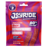 Joyride Sour Blue Raspberry Strips, tangy vegan snack with 80% less sugar