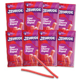 Joyride Sour Cherry Ropes front label highlighting plant-based, low-sugar candy for on-the-go snacking