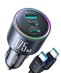 Joyroom 175W car charger front view shows compact, on-the-go power.