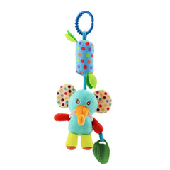 Joyshare monkey rattle stimulates visual tracking during crib time.