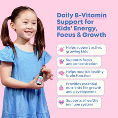 JoySpring Burst B12 Drops dropper shows precise dosing for easy kid-friendly use.
