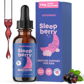 JoySpring Melatonin Kids 1MG bottle showing kid-friendly sleep support for calmer bedtimes.