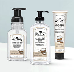 J.R. Watkins foaming soap leaves hands soft after wash.