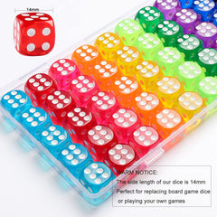 Jrceliy colored dice 14mm collection, easy-to-read hues for math activities.