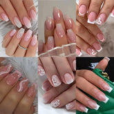 Jsiallye pink gradient press-on nails closeup showing premium finish for quick manicures.