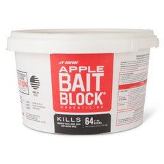 JT Eaton apple flavor bait blocks in resealable pail for outdoor and indoor use.