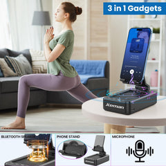 Jteman foldable stand with Bluetooth speaker for portable listening.