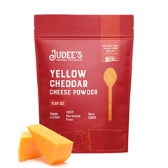 Judee's Gluten Free cheddar cheese powder jar for easy seasoning