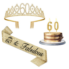 Juesly gold 60th crown elevates photos with sparkling elegance