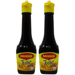 Jugo Maggi seasoning bottle pour for a quick flavor boost in meals.