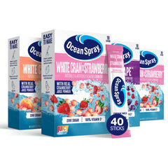 Juicy Mixes Ocean Spray Variety Pack front view with zero sugar and cranberry flavor.