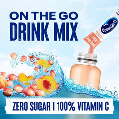Juicy Mixes Ocean Spray White Cran-Peach pour into water for flavor.