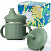 Jumble Dream Sage Breeze sippy cup front view with easy-grip for little hands.