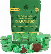 Jumblet St Patrick's green coins in shiny foil, ideal for party displays and easy sharing.